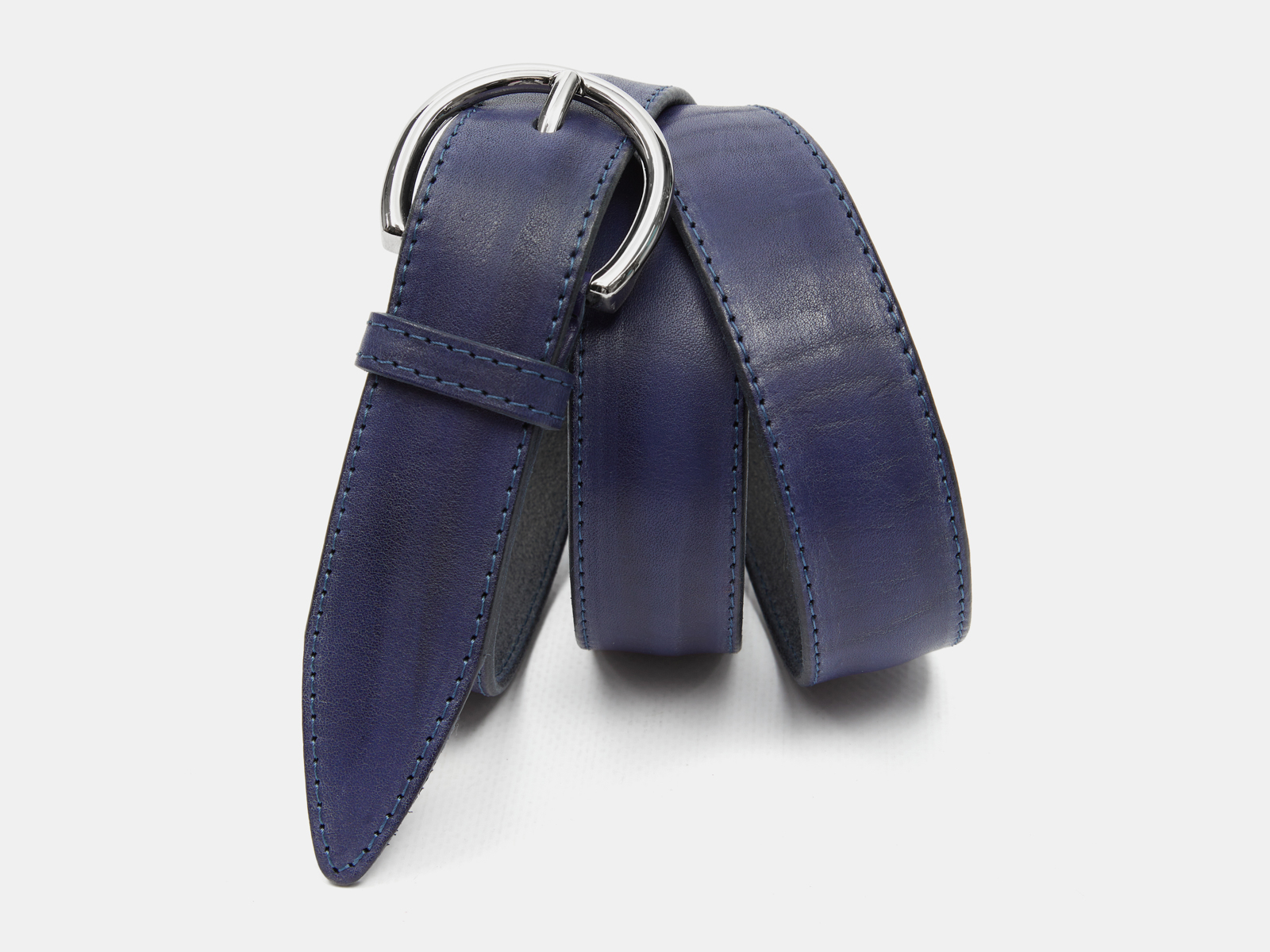 Кожаный синий женский джинсовый ремень B35-2135